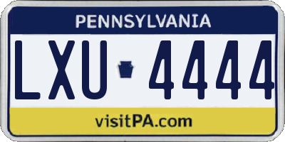 PA license plate LXU4444