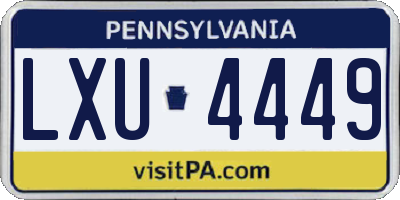 PA license plate LXU4449