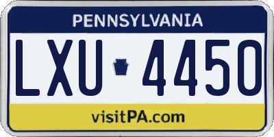 PA license plate LXU4450