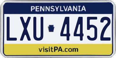 PA license plate LXU4452