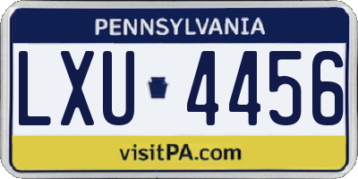 PA license plate LXU4456