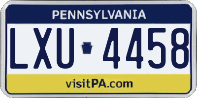 PA license plate LXU4458