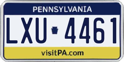 PA license plate LXU4461