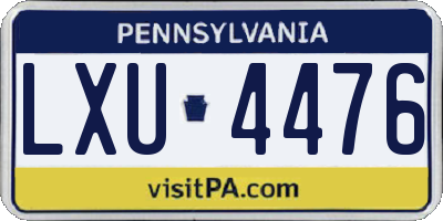 PA license plate LXU4476