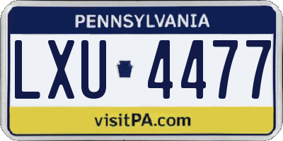 PA license plate LXU4477