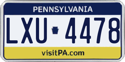 PA license plate LXU4478