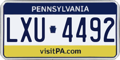 PA license plate LXU4492