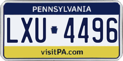 PA license plate LXU4496