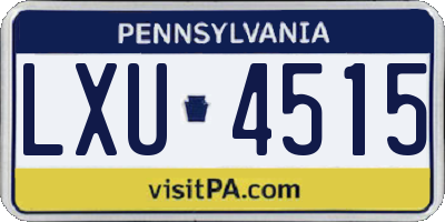 PA license plate LXU4515