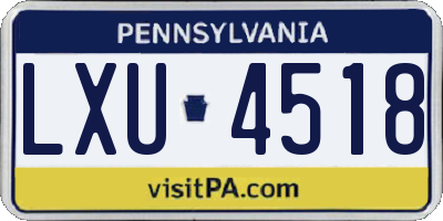PA license plate LXU4518