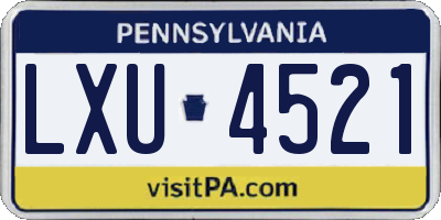 PA license plate LXU4521