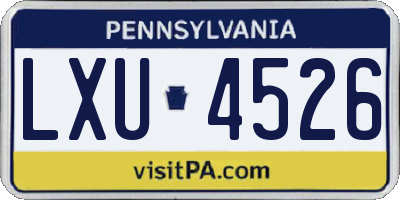 PA license plate LXU4526