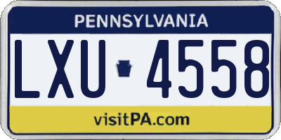 PA license plate LXU4558