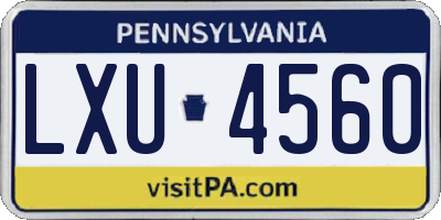 PA license plate LXU4560
