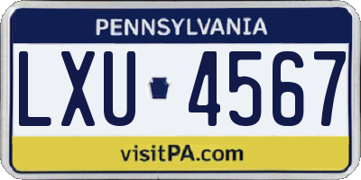 PA license plate LXU4567