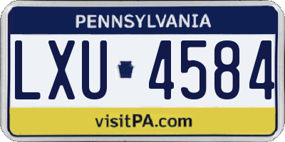 PA license plate LXU4584
