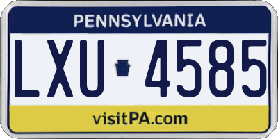 PA license plate LXU4585
