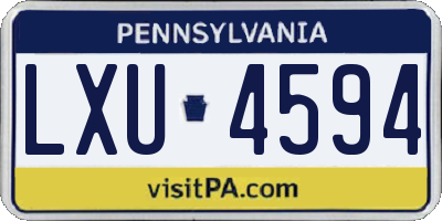 PA license plate LXU4594