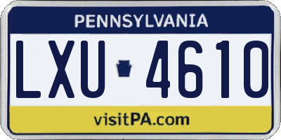 PA license plate LXU4610
