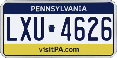 PA license plate LXU4626