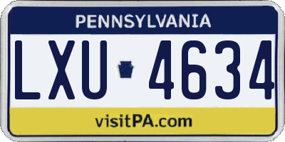 PA license plate LXU4634
