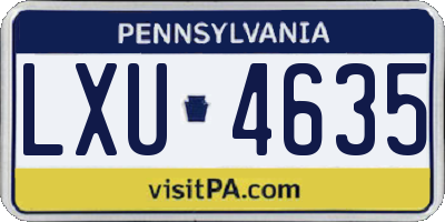 PA license plate LXU4635