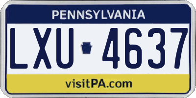 PA license plate LXU4637