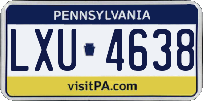 PA license plate LXU4638