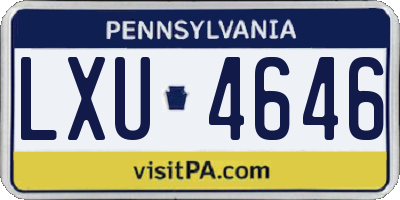 PA license plate LXU4646