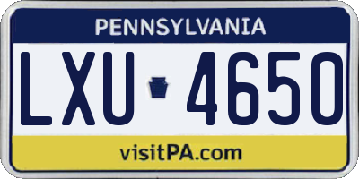 PA license plate LXU4650
