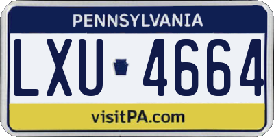 PA license plate LXU4664
