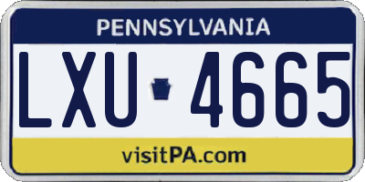PA license plate LXU4665