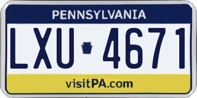 PA license plate LXU4671