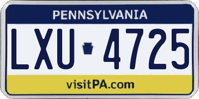 PA license plate LXU4725