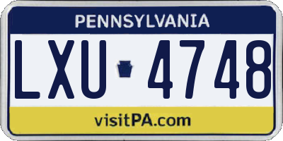 PA license plate LXU4748