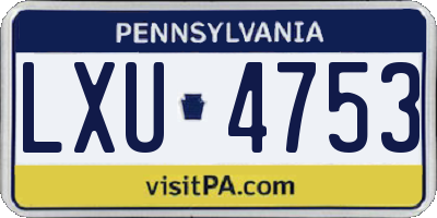 PA license plate LXU4753