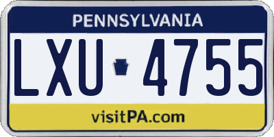 PA license plate LXU4755