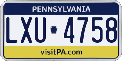 PA license plate LXU4758