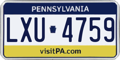 PA license plate LXU4759