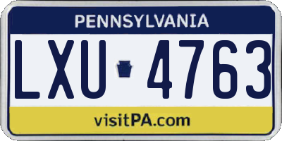 PA license plate LXU4763