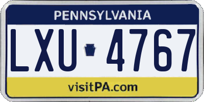 PA license plate LXU4767
