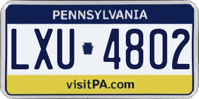PA license plate LXU4802