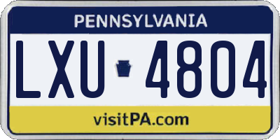PA license plate LXU4804