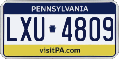 PA license plate LXU4809