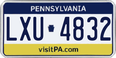 PA license plate LXU4832
