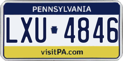 PA license plate LXU4846