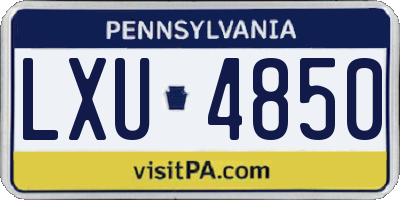 PA license plate LXU4850
