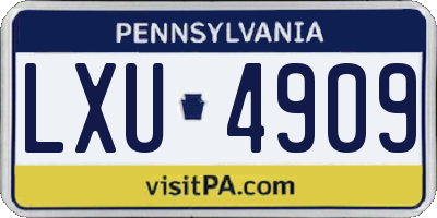 PA license plate LXU4909