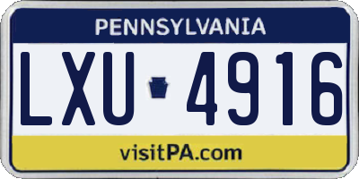 PA license plate LXU4916