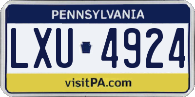 PA license plate LXU4924